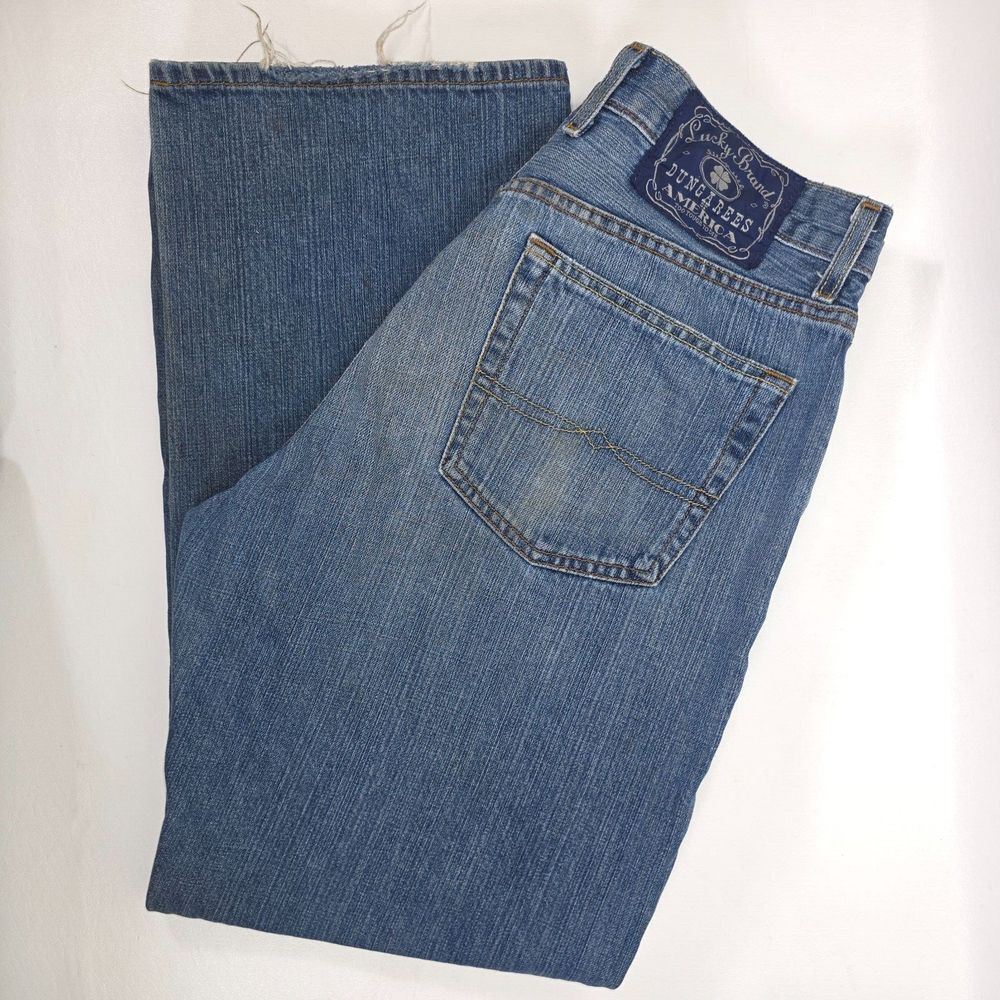 Lucky Brand Dungarees Men's 31x30 Gene Montesano Bootcut Faded Denim Whiskered